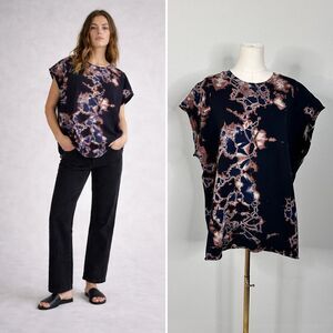 Raquel Allegra Cut-off Oversized Sweatshirt Celestial Andromeda Sz 2/ US M Boho